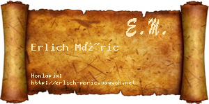 Erlich Móric névjegykártya